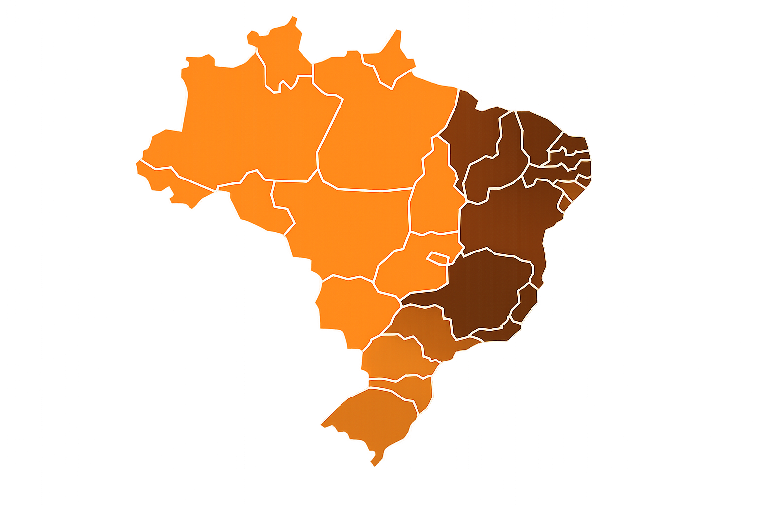 Mapa do Brasil com deflatores salariais por região